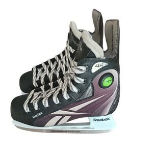 Reebok 4K Pump Ice Hockey Skates Black Silver Purple Size‎ 4.5 US Skate 6 Shoe